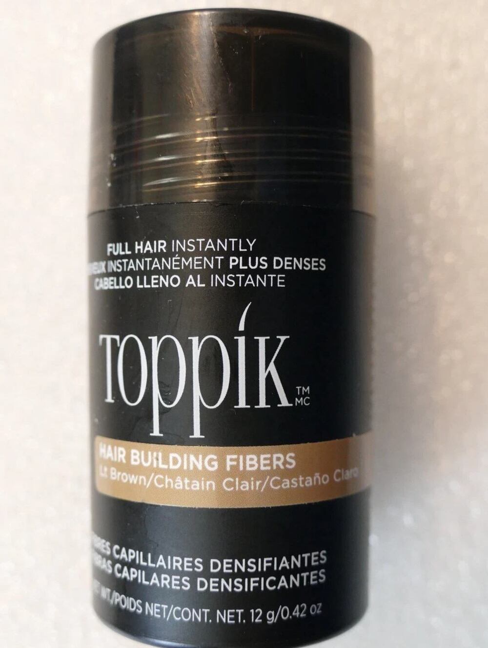 Used- TOPPIK Safe & Natural Hair Building Fibers All Hair- 0.42 oz Light Brown